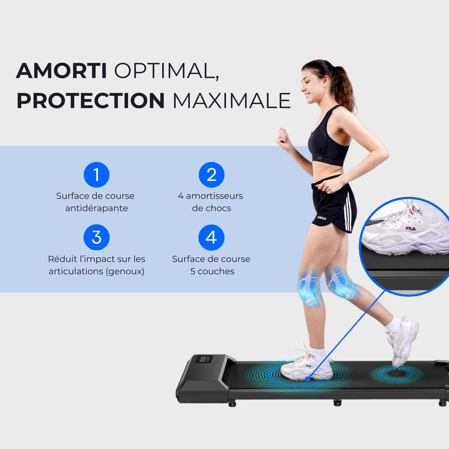 Tapis de marche intérieur à fonctionnement silencieux